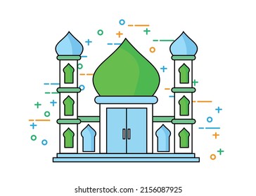 oriental style islamic mosque design with modern design, moon, mosque dome and lantern