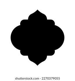 Oriental style Islamic window. Black silhouette of arch. Vector illustration isolated on white background.