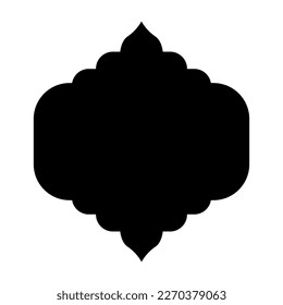 Oriental style Islamic window. Black silhouette of arch. Vector illustration isolated on white background.