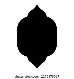 Oriental style Islamic window. Black silhouette of arch. Vector illustration isolated on white background.