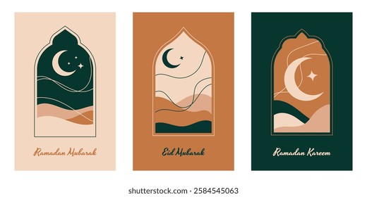 Oriental style Islamic windows and arches with modern boho collection design