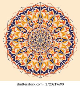 Mandala de estilo oriental. Ilustración vectorial para impresión. árabe, indio, turco, pakistán, chino, motivos otomanos