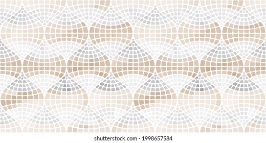 An oriental style mosaic pattern. Soft transitions of neutral shades of beige and gray. Design tiles for the bathroom, interior, kitchen, textiles and accessories for home. Vector illustration.