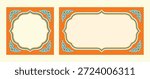 Oriental style ornamental frame with flowing cloud corners and warm colors, designed as elegant border for poster, invitation, banner, title panel, certificates, packaging. 