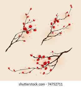 Oriental style painting, plum blossom in spring