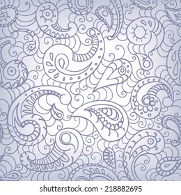 Oriental style paisley seamless pattern. Light blue