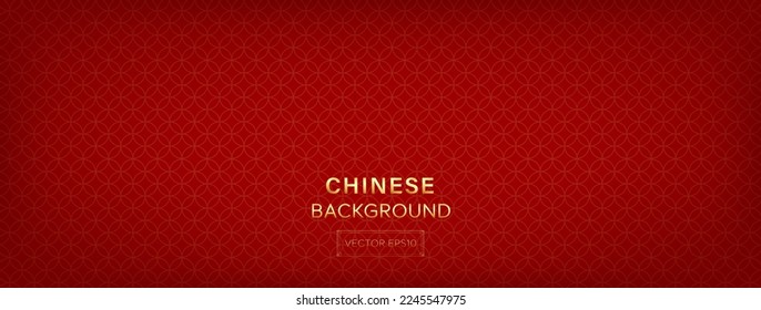 Oriental style pattern on red banner background, Chinese new year theme