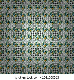 Oriental style. Seamless geometric vector pattern in green, white and gray colors.