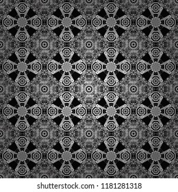 Oriental style. Seamless geometric vector pattern in gray, black and white colors.