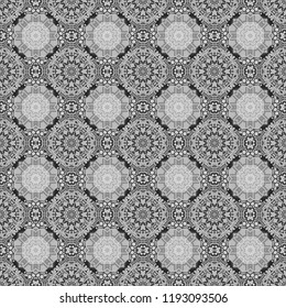 Oriental style. Seamless geometric vector pattern in gray, black and white colors.