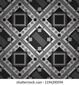 Oriental style. Seamless geometric vector pattern in gray, black and white colors.