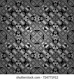 Oriental style. Seamless geometric vector pattern in white, gray and black colors.