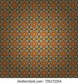 Oriental style. Seamless geometric vector pattern in yellow, gray and brown colors.