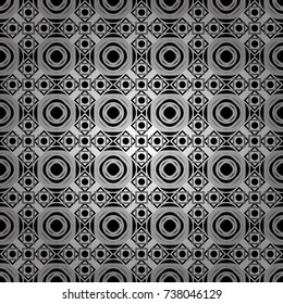 Oriental style. Seamless geometric vector pattern in white, gray and black colors.
