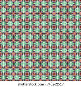 Oriental style. Seamless geometric vector pattern in blue, beige and green colors.