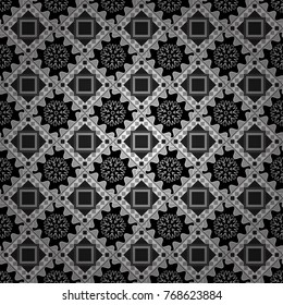 Oriental style. Seamless geometric vector pattern in gray, black and white colors.