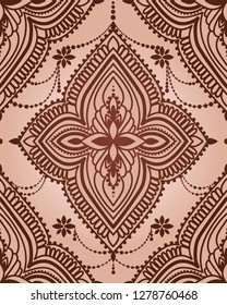 Oriental style seamless pattern, beautiful rosettes and chains, vector illustration