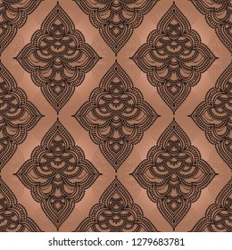 Oriental style seamless pattern, beautiful rosettes and chains, vector illustration