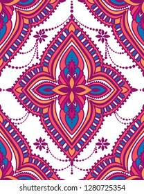 Oriental style seamless pattern, beautiful rosettes and chains, vector illustration