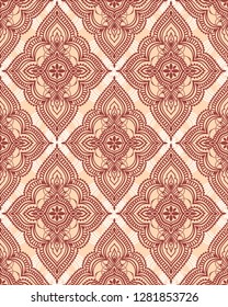 Oriental style seamless pattern, beautiful rosettes and chains, vector illustration