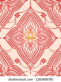 Oriental style seamless pattern, beautiful rosettes and chains, vector illustration