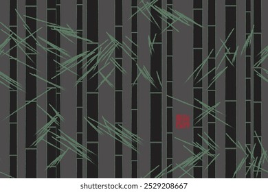 Estilo oriental Modelo de bosque de bambú semi abstracto, ilustración plana mínima de la expresión del zen buena para el papel de envoltura del regalo, estacionario, Fondo de pantalla, materia textil, toalla y ropa de cama