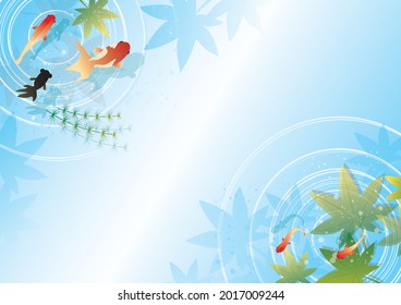 Oriental style summer goldfish cool image background
