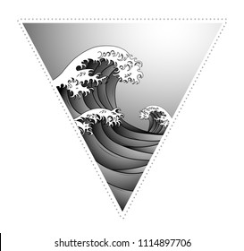 Oriental style wave as triangle tattoo shape