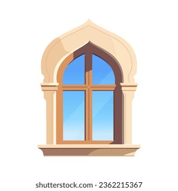 Ventana de estilo oriental. Ilustración vectorial en un estilo plano.