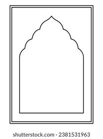 oriental style windows and arches. Architectural arch shape window. Traditional Mughal arch vector , outline , jharoka