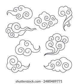 Orientalische Tattoo Wolken Vektorgrafik Set