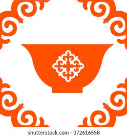 Oriental Teacup with ornaments Vector Illustration