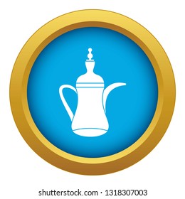 Oriental teapot icon blue vector isolated on white background for any design
