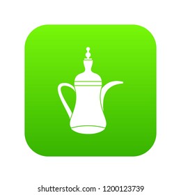 Oriental teapot icon digital green for any design isolated on white vector illustration