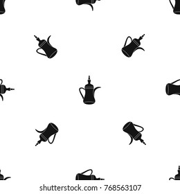 Oriental teapot pattern repeat seamless in black color for any design. Vector geometric illustration