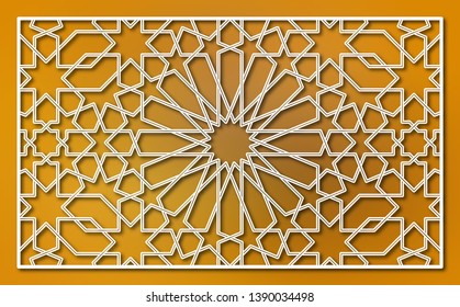 The oriental template pattern for laser cutting. Geometric ornament.