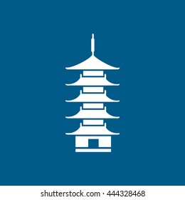 Oriental Temple Flat Icon On Blue Background