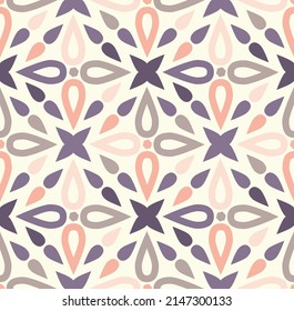 oriental tiles inspired vector seamless pattern in pastel colors