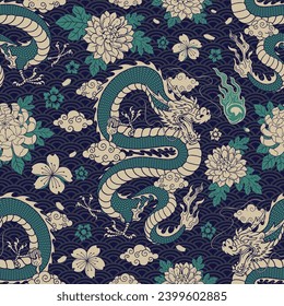 Oriental Traditional Dragon Seamless Pattern