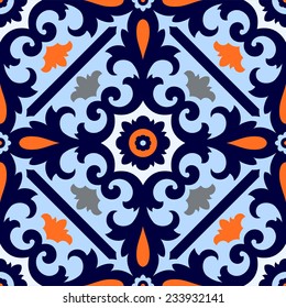 Oriental traditional floral ornament, Moroccan seamless pattern, tile design, vector illustration