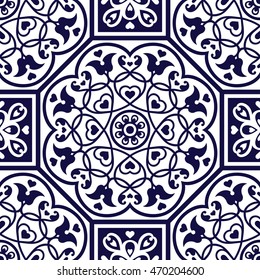 Oriental traditional floral ornament, Moroccan seamless pattern, Maghreb tile design, vector illustration