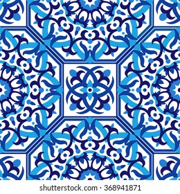 Oriental traditional floral ornament, seamless pattern, tile design, vector illustration