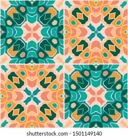 Oriental traditional floral tile ornament, Moroccan seamless pattern, vector illustration for fabric, paper, backgrounds, carpet, scrapbooking projects.