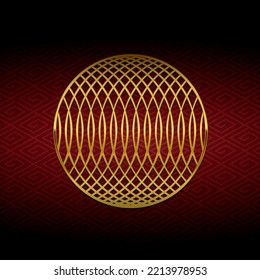 Oriental traditional geometric pattern illustration ( from Japan or China ) | Gold color