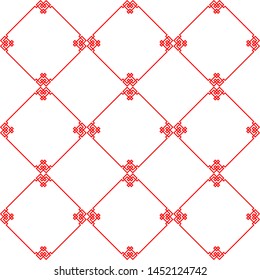 Oriental Traditional geometric red patterns on white background. Abstract background for New Year. Vector illustration for Chinese new year
