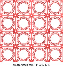 Oriental Traditional geometric red patterns on white background. Abstract background for New Year. Vector illustration for Chinese new year