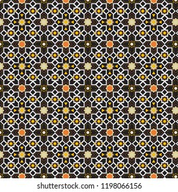 Oriental traditional ornament, Mediterranean  pattern,Moroccan zellij tile design, vector illustration,  vector design seamless pattern.