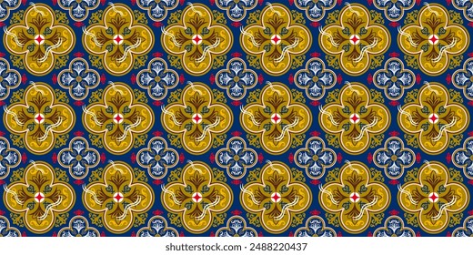 Ornamento tradicional oriental, patrón sin costura, diseño de azulejos, Ilustración vectorial.