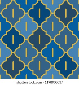 Oriental traditional pattern. Ogee ornament. Repeated maroccan crosses mosaic tiles. Lantern shapes motif.  Tracery window wallpaper. Arabesque digital paper, textile print. Seamless surface design 
