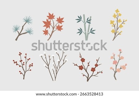 Oriental tree branch vector illustration